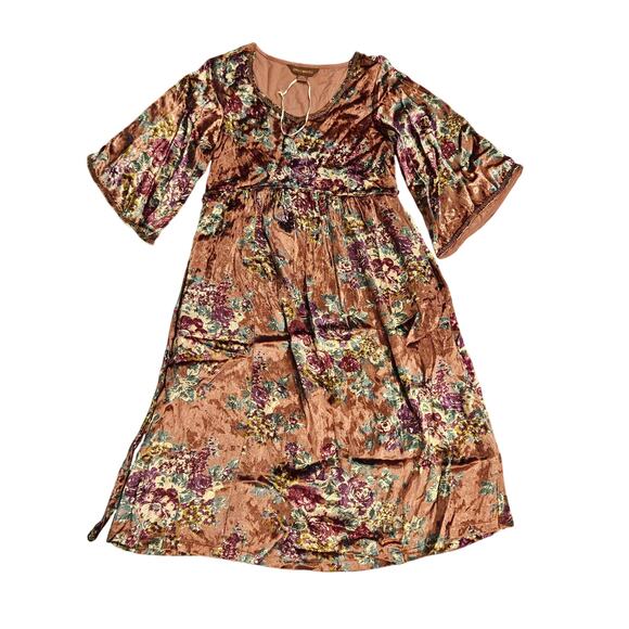 APRIL CORNELL GIRLS 9/10 Evermore Velvet tea Dress cottage whimsy beaded brown - Picture 1 of 8